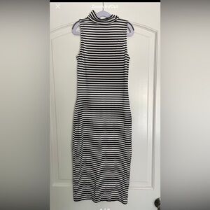 Bar III Black and White Striped Midi Dress
